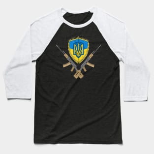 Ukrainian flag with AK47 rifles. Baseball T-Shirt